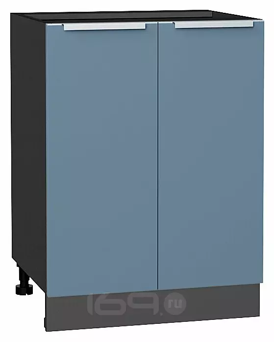 Шкаф нижний с 2-мя дверцами Фьюжн Silky Blue Graphite 816*600*480