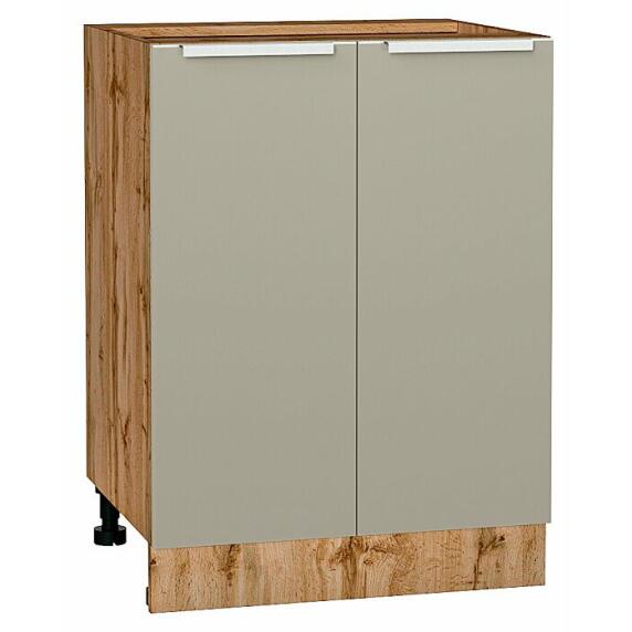Шкаф нижний с 2-мя дверцами Фьюжн Silky Grey Дуб Вотан 816*600*480