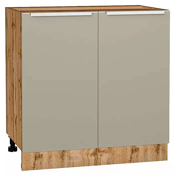 Шкаф нижний с 2-мя дверцами Фьюжн Silky Grey Дуб Вотан 816*800*480