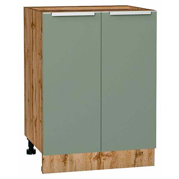 Шкаф нижний с 2-мя дверцами Фьюжн Silky Mint Дуб Вотан 816*600*480