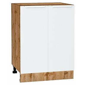 Шкаф нижний с 2-мя дверцами Фьюжн Silky White Дуб Вотан 816*600*480