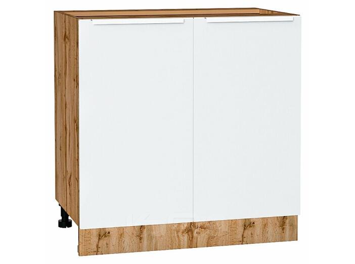 Шкаф нижний с 2-мя дверцами Фьюжн Silky White Дуб Вотан 816*800*480