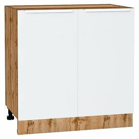 Шкаф нижний с 2-мя дверцами Фьюжн Silky White Дуб Вотан 816*800*480