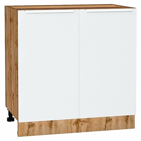 Шкаф нижний с 2-мя дверцами Фьюжн Silky White Дуб Вотан 816*800*480