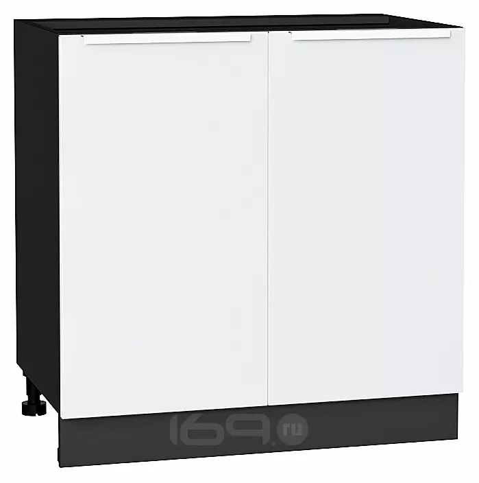 Шкаф нижний с 2-мя дверцами Фьюжн Silky White Graphite 816*800*480