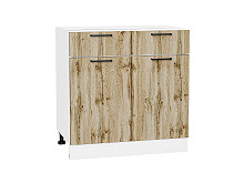 Шкаф нижний с 2-мя дверцами и 2-мя ящиками Флэт Wotan Oak 2S Белый | 80 см