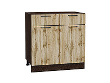 Шкаф нижний с 2-мя дверцами и 2-мя ящиками Флэт Wotan Oak 2S Венге | 80 см
