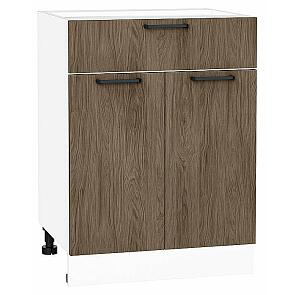 Шкаф нижний с 2-мя дверцами и ящиком Флэт Brown Casella Oak 2S/Белый 816*600*478