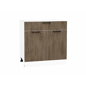Шкаф нижний с 2-мя дверцами и ящиком Флэт Brown Casella Oak 2S/Белый 816*800*478