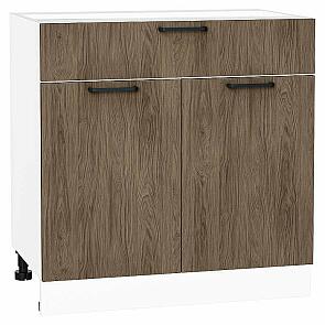 Шкаф нижний с 2-мя дверцами и ящиком Флэт Brown Casella Oak 2S/Белый 816*800*478