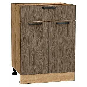 Шкаф нижний с 2-мя дверцами и ящиком Флэт Brown Casella Oak 2S/Дуб Вотан 816*600*478