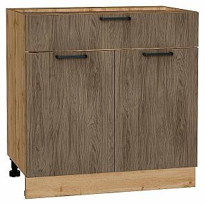 Шкаф нижний с 2-мя дверцами и ящиком Флэт Brown Casella Oak 2S/Дуб Вотан 816*800*478