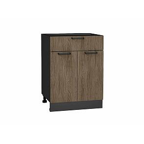 Шкаф нижний с 2-мя дверцами и ящиком Флэт Brown Casella Oak 2S/Graphite 816*600*478
