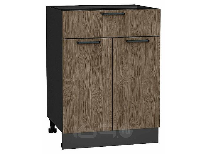 Шкаф нижний с 2-мя дверцами и ящиком Флэт Brown Casella Oak 2S/Graphite 816*600*478