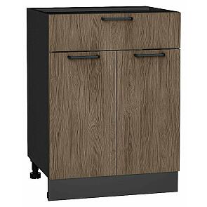 Шкаф нижний с 2-мя дверцами и ящиком Флэт Brown Casella Oak 2S/Graphite 816*600*478