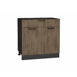 Шкаф нижний с 2-мя дверцами и ящиком Флэт Brown Casella Oak 2S/Graphite 816*800*478