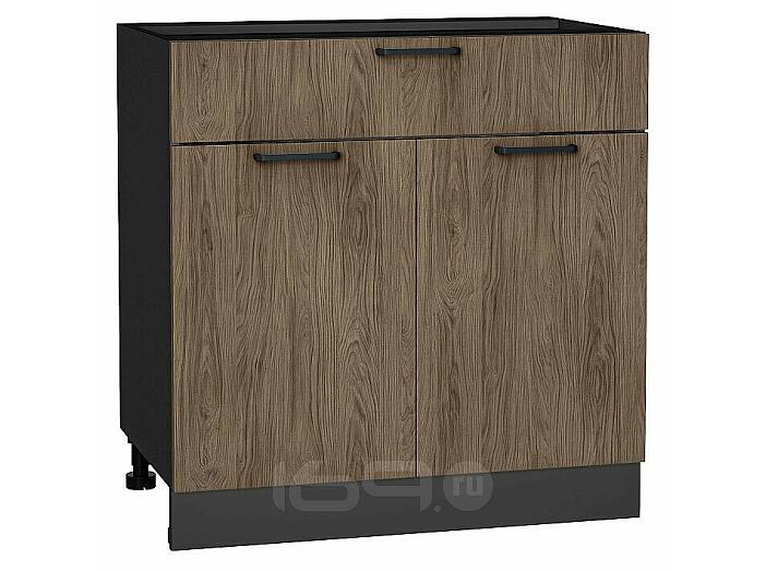 Шкаф нижний с 2-мя дверцами и ящиком Флэт Brown Casella Oak 2S/Graphite 816*800*478