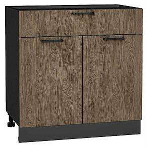 Шкаф нижний с 2-мя дверцами и ящиком Флэт Brown Casella Oak 2S/Graphite 816*800*478