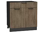 Шкаф нижний с 2-мя дверцами и ящиком Флэт Brown Casella Oak 2S/Graphite 816*800*478
