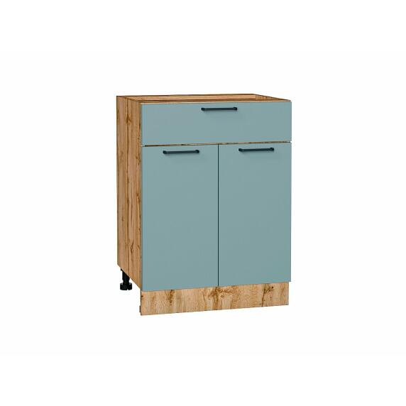 Шкаф нижний с 2-мя дверцами и ящиком Флэт Grey-green In 2S/Дуб Вотан 816*600*478