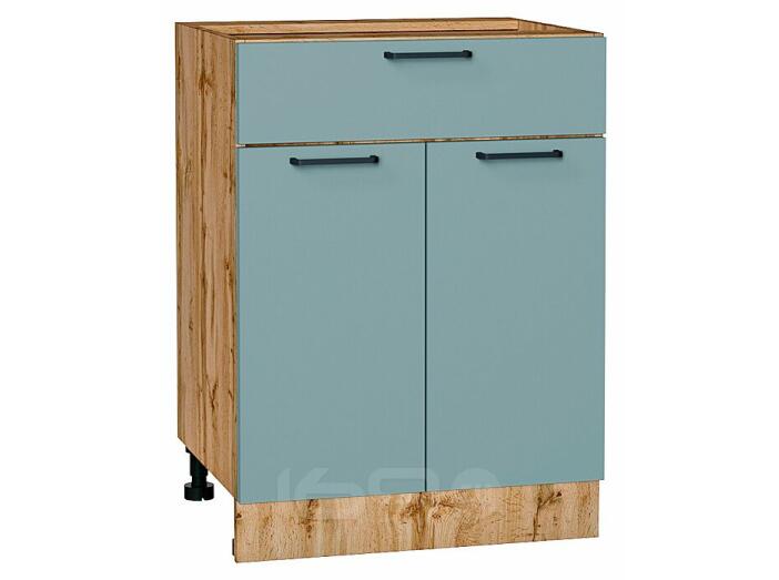 Шкаф нижний с 2-мя дверцами и ящиком Флэт Grey-green In 2S/Дуб Вотан 816*600*478
