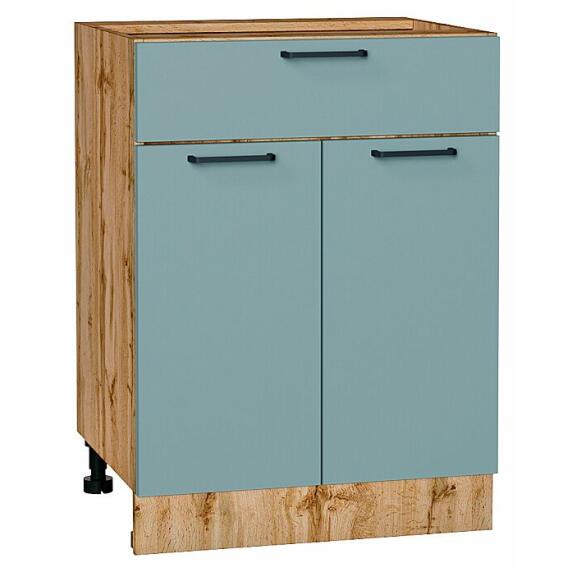 Шкаф нижний с 2-мя дверцами и ящиком Флэт Grey-green In 2S/Дуб Вотан 816*600*478