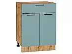 Шкаф нижний с 2-мя дверцами и ящиком Флэт Grey-green In 2S/Дуб Вотан 816*600*478