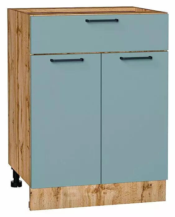 Шкаф нижний с 2-мя дверцами и ящиком Флэт Grey-green In 2S/Дуб Вотан 816*600*478