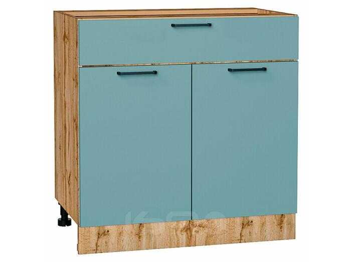 Шкаф нижний с 2-мя дверцами и ящиком Флэт Grey-green In 2S/Дуб Вотан 816*800*478