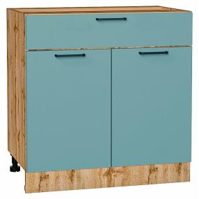 Шкаф нижний с 2-мя дверцами и ящиком Флэт Grey-green In 2S/Дуб Вотан 816*800*478