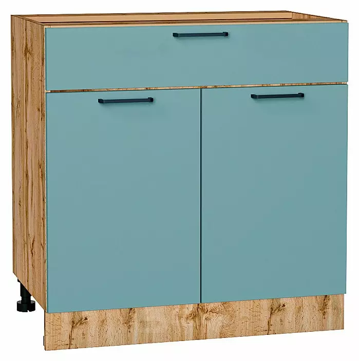 Шкаф нижний с 2-мя дверцами и ящиком Флэт Grey-green In 2S/Дуб Вотан 816*800*478