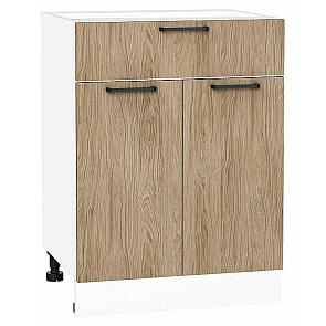 Шкаф нижний с 2-мя дверцами и ящиком Флэт Natural Casella Oak 2S/Белый 816*600*478