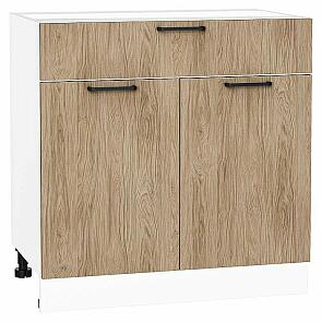 Шкаф нижний с 2-мя дверцами и ящиком Флэт Natural Casella Oak 2S/Белый 816*800*478