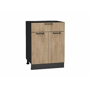 Шкаф нижний с 2-мя дверцами и ящиком Флэт Natural Casella Oak 2S/Graphite 816*600*478