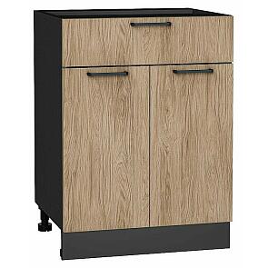 Шкаф нижний с 2-мя дверцами и ящиком Флэт Natural Casella Oak 2S/Graphite 816*600*478