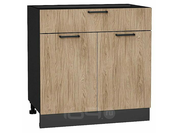Шкаф нижний с 2-мя дверцами и ящиком Флэт Natural Casella Oak 2S/Graphite 816*800*478