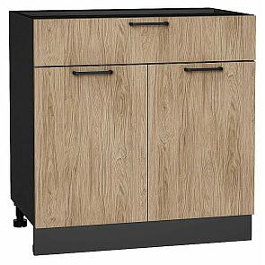 Шкаф нижний с 2-мя дверцами и ящиком Флэт Natural Casella Oak 2S/Graphite 816*800*478