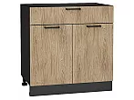 Шкаф нижний с 2-мя дверцами и ящиком Флэт Natural Casella Oak 2S/Graphite 816*800*478