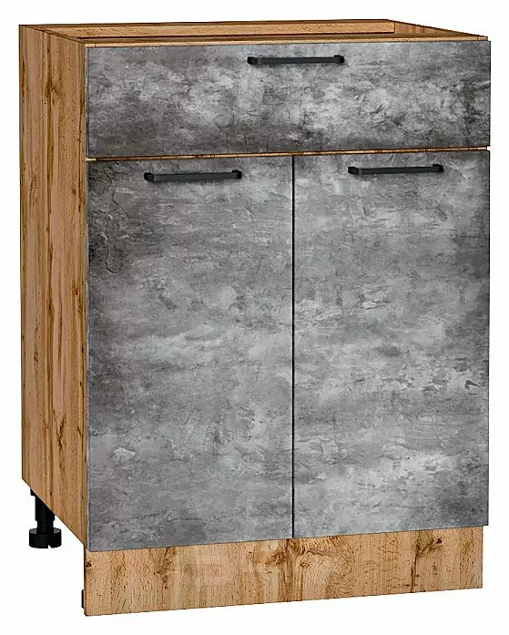 Шкаф нижний с 2-мя дверцами и ящиком Флэт Temple Stone 2S/Дуб Вотан 816*600*478
