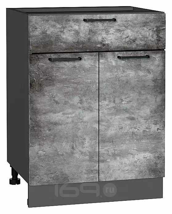 Шкаф нижний с 2-мя дверцами и ящиком Флэт Temple Stone 2S/Graphite 816*600*478