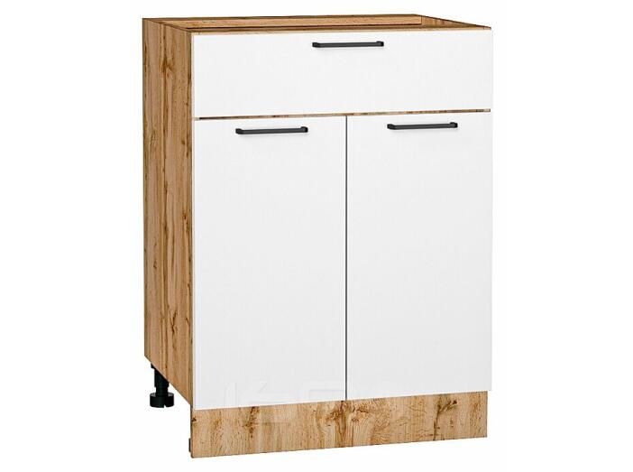 Шкаф нижний с 2-мя дверцами и ящиком Флэт White In 2S/Дуб Вотан 816*600*478