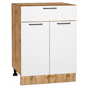 Шкаф нижний с 2-мя дверцами и ящиком Флэт White In 2S/Дуб Вотан 816*600*478