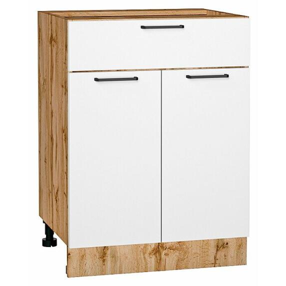 Шкаф нижний с 2-мя дверцами и ящиком Флэт White In 2S/Дуб Вотан 816*600*478