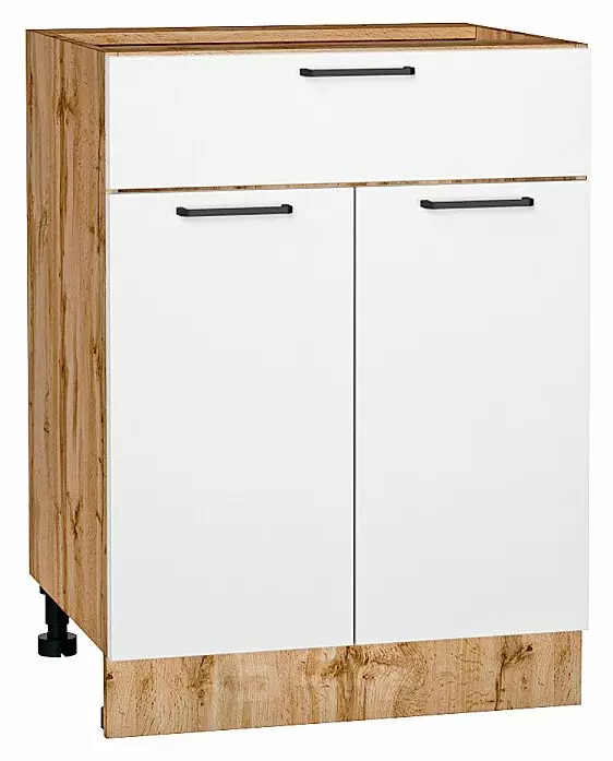 Шкаф нижний с 2-мя дверцами и ящиком Флэт White In 2S/Дуб Вотан 816*600*478