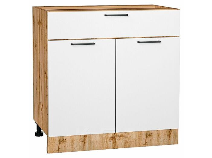Шкаф нижний с 2-мя дверцами и ящиком Флэт White In 2S/Дуб Вотан 816*800*478