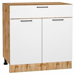 Шкаф нижний с 2-мя дверцами и ящиком Флэт White In 2S/Дуб Вотан 816*800*478