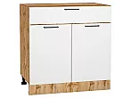 Шкаф нижний с 2-мя дверцами и ящиком Флэт White In 2S/Дуб Вотан 816*800*478