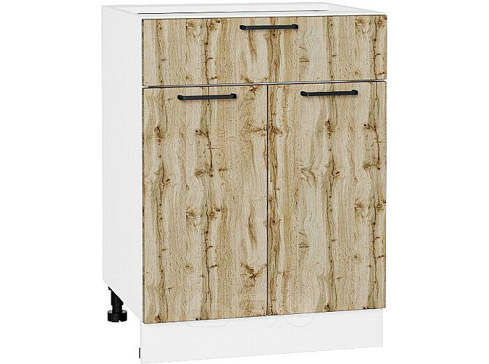 Шкаф нижний с 2-мя дверцами и ящиком Флэт Wotan Oak 2S/Белый 816*600*478