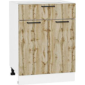 Шкаф нижний с 2-мя дверцами и ящиком Флэт Wotan Oak 2S/Белый 816*600*478