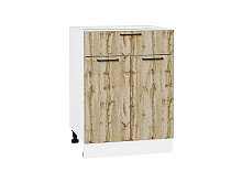 Шкаф нижний с 2-мя дверцами и ящиком Флэт Wotan Oak 2S Белый | 60 см